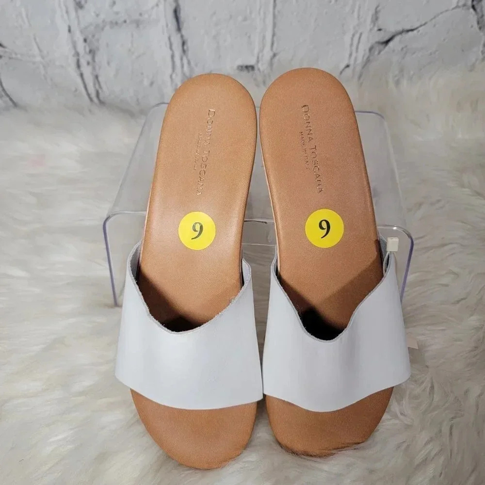 DONNA Toscana Womens White Clog Platform Slide Sandals Neutral Coastal Studded 9 - Picture 6 of 9